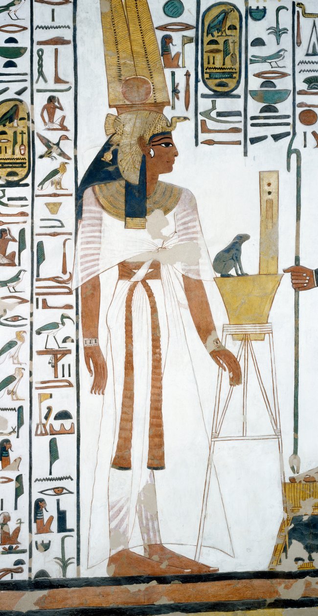 Nefertari, detalj från freskerna i den andra kammaren i Nefertaris grav, Valley of Queens, Luxor, Thebe (Unescos världsarvslista av Egyptian 19th Dynasty