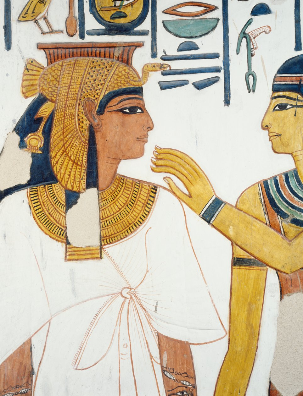 Nefertari möter gudinnan Isis, fresk, norra fasaden på den fjärde pelaren, gravkammare, Nefertaris grav (QV66), Drottningarnas dal, Thebe (Unescos världsarvslista av Egyptian 19th Dynasty