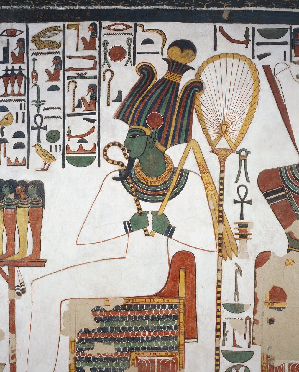 Osiris, fresker, östra väggen, östra sidokammaren, Nefertaris grav (QV66), Drottningarnas dal, Thebe (Unescos världsarvslista av Egyptian 19th Dynasty