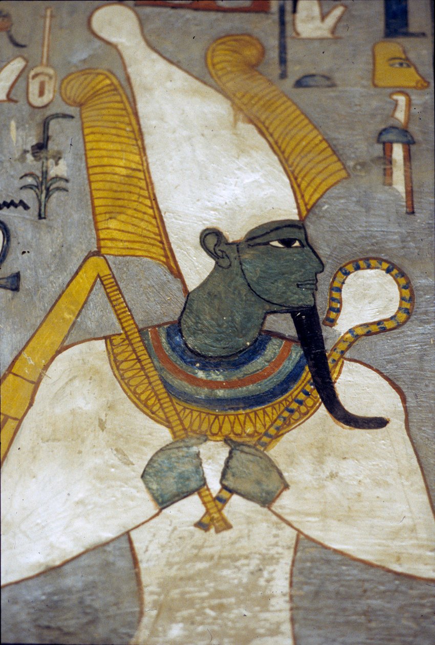 Osiris från Ramses I:s grav, Thebe (väggmålning) av Egyptian 19th Dynasty