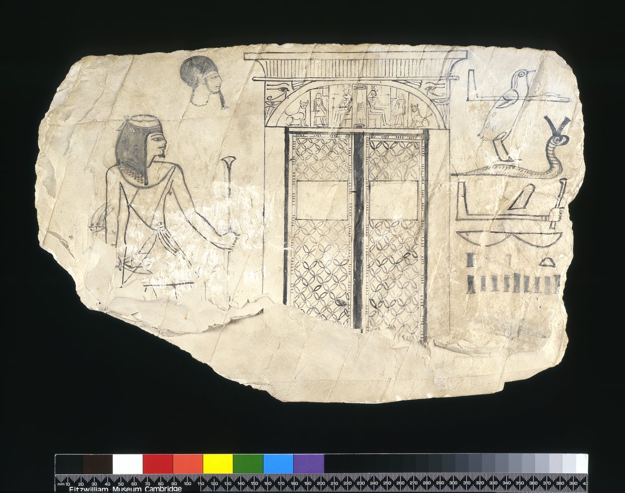 Ostracon, New Kingdom, c.1295-c.1186 f.Kr. (målad kalksten) av Egyptian 19th Dynasty
