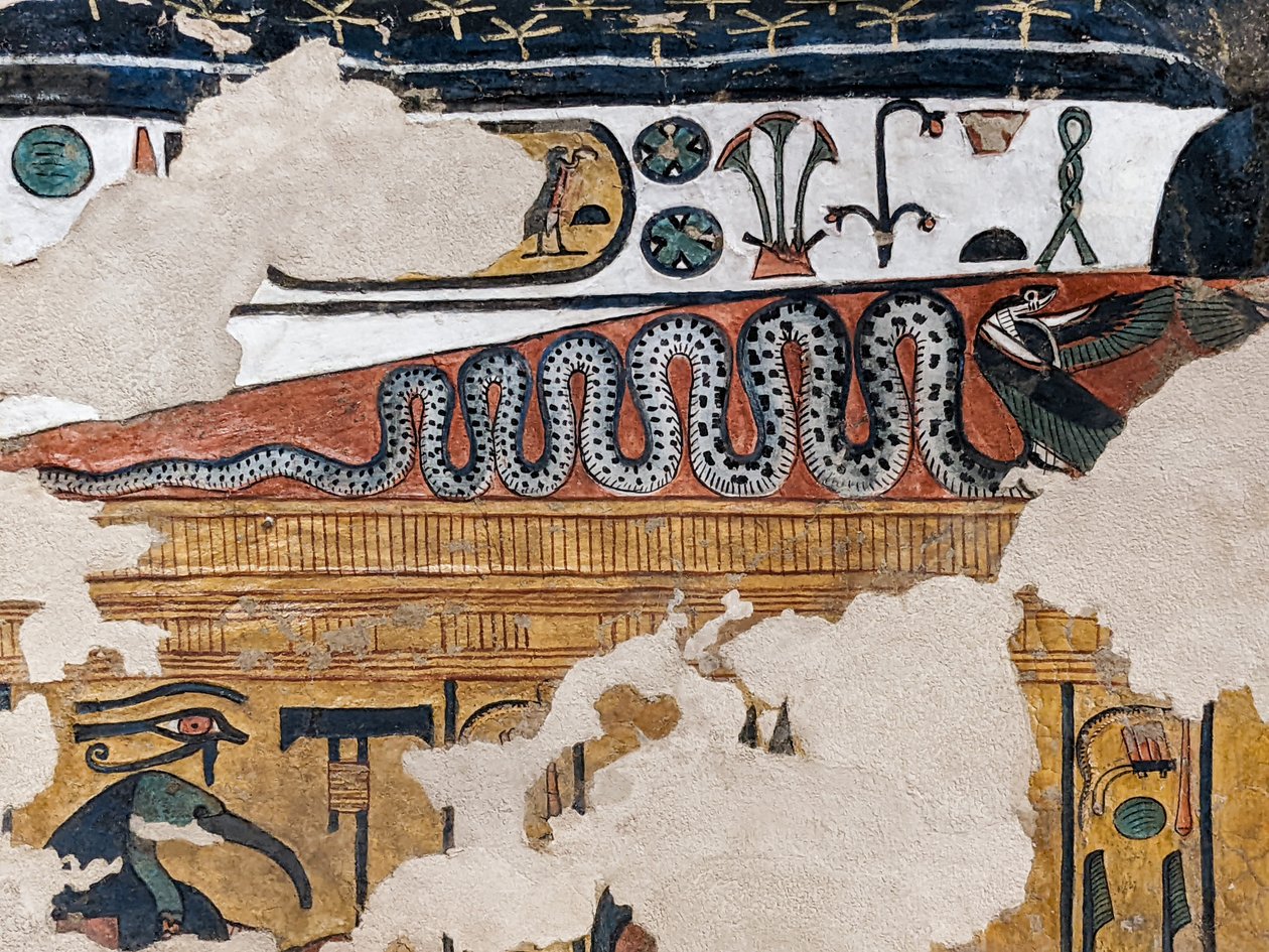 Målning av en bevingad kobragravgrav drottning Nefertari (väggmålning) av Egyptian 19th Dynasty