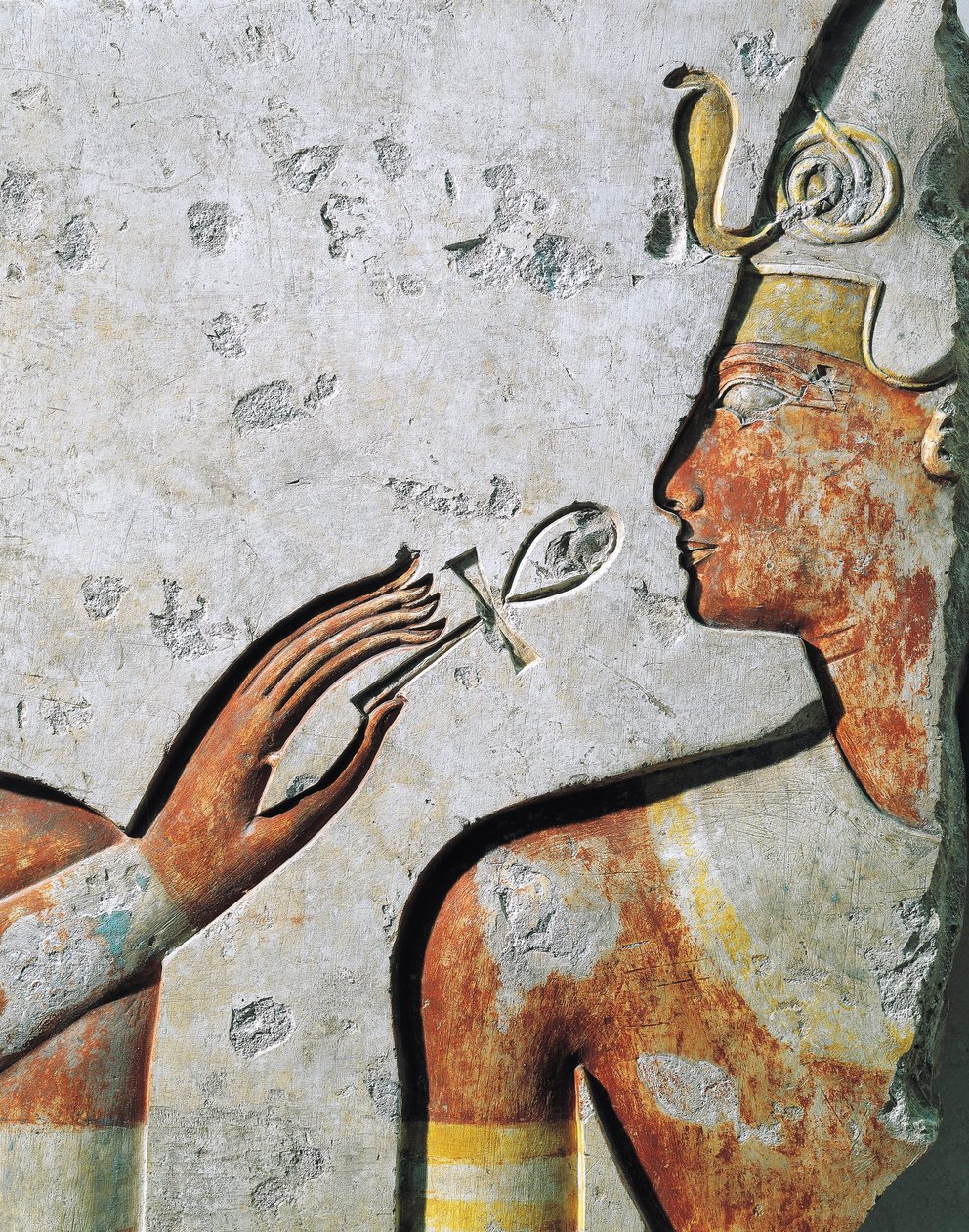 Ramses II under öppningsceremonin av munnen, basrelief, från litet tempel byggt av farao i Abydos av Egyptian 19th Dynasty