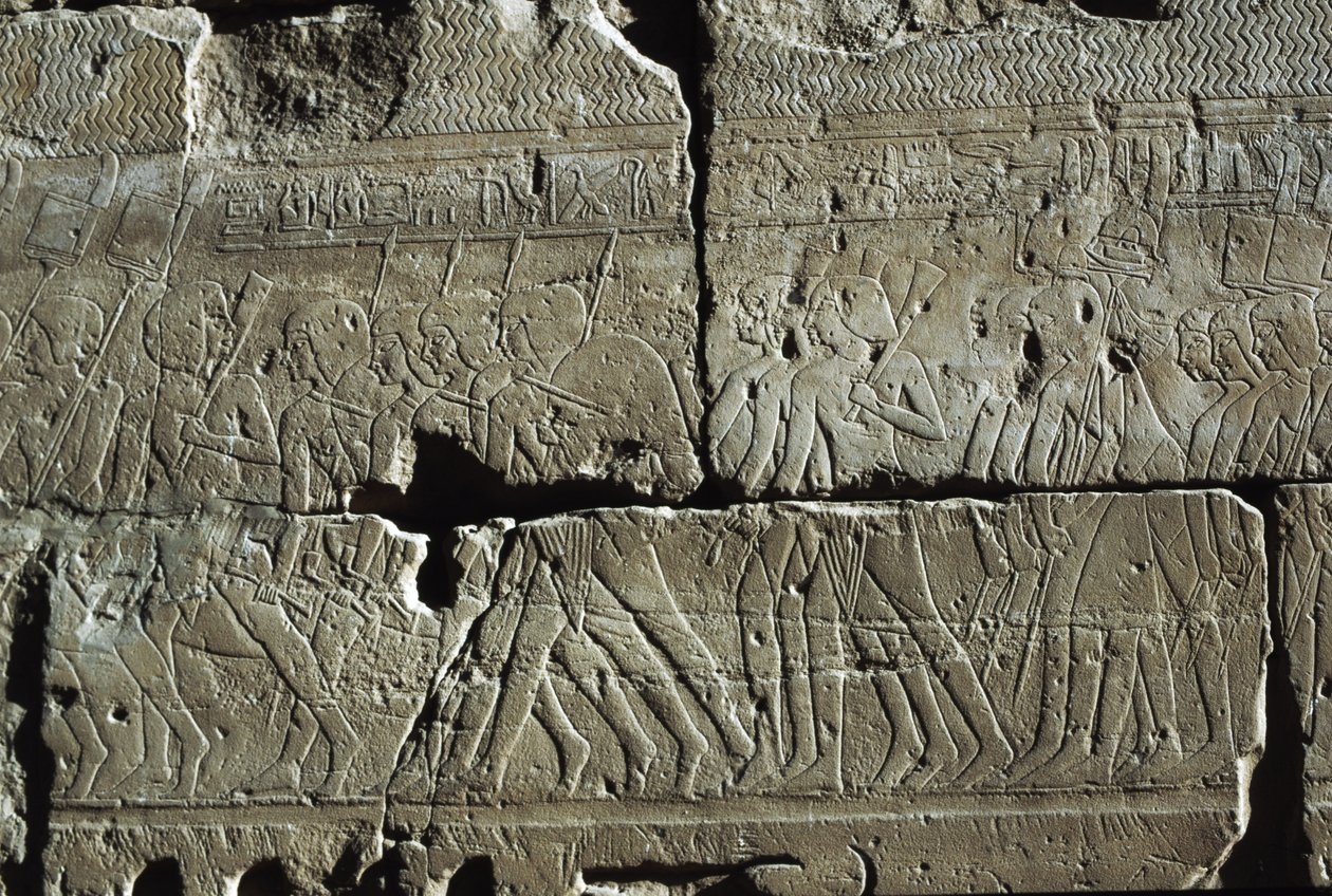 Relief, Amuntemplet, Luxor, antika Thebe (UNESCO:s världsarvslista) av Egyptian 19th Dynasty