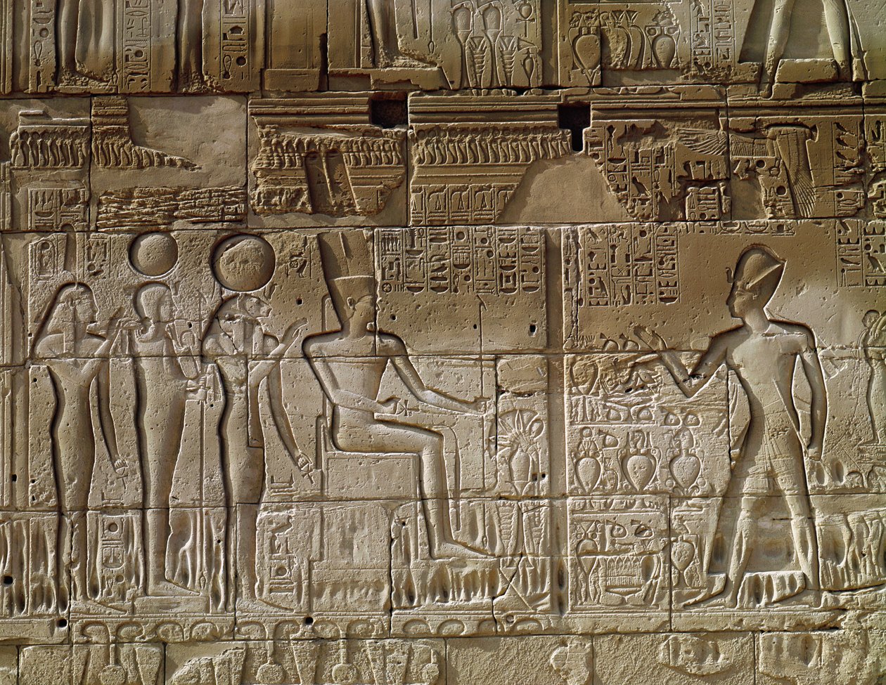 Relief föreställande Seti I (ca 1294-1279 f.Kr.) som ger ett offer till Amun, från den norra ytterväggen av Hypostyle Hall, New Kingdom av Egyptian 19th Dynasty