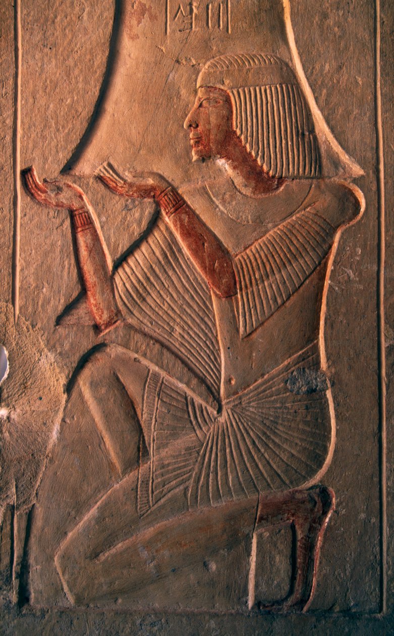 Relief föreställande en beundrande figur, Leteyas grav, Saqqara, Egypten, Egyptisk civilisation, Nya riket, XIX:e dynastin av Egyptian 19th Dynasty