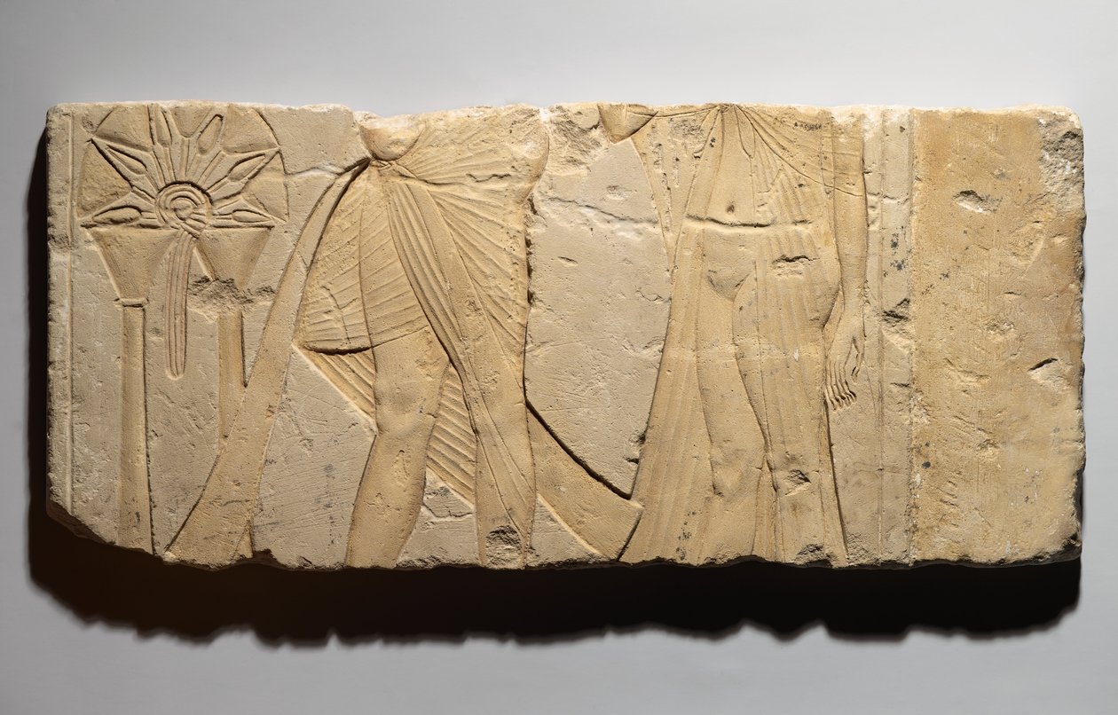 Relief som visar en offerscen, från Tell el-Amarna, New Kingdom, ca 1353-1336 f.Kr. (kalksten) av Egyptian 19th Dynasty