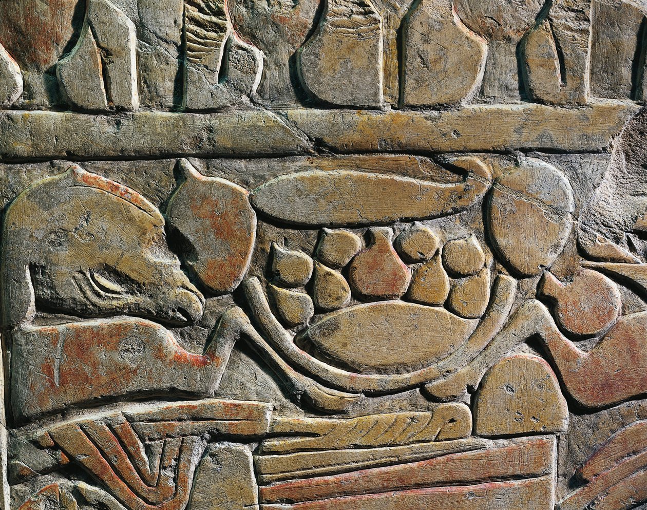 Relief föreställande matoffer till gudarna, från Abydos av Egyptian 19th Dynasty