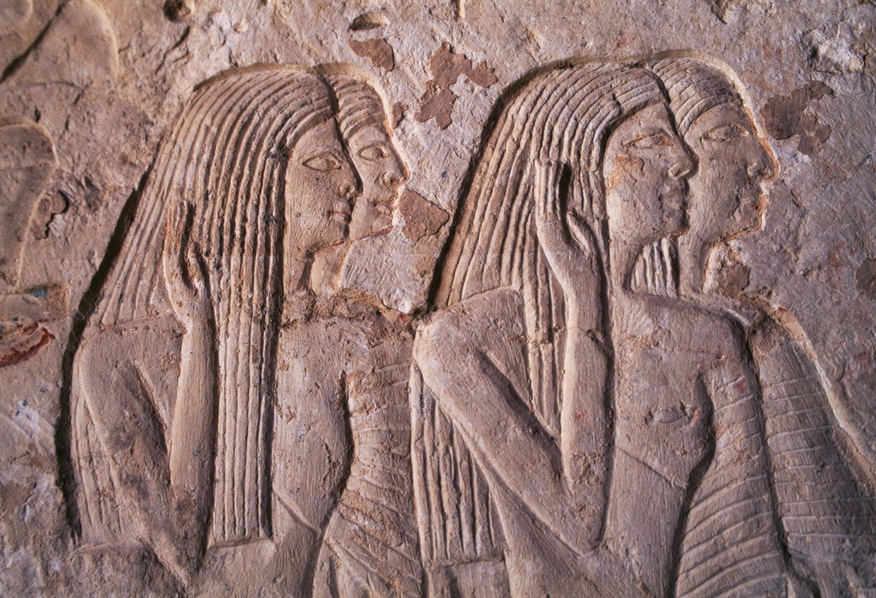 Relief föreställande grupp av kvinnor, Leteyas grav, Saqqara, Egypten, Egyptisk civilisation, Nya riket, XIX:e dynastin av Egyptian 19th Dynasty