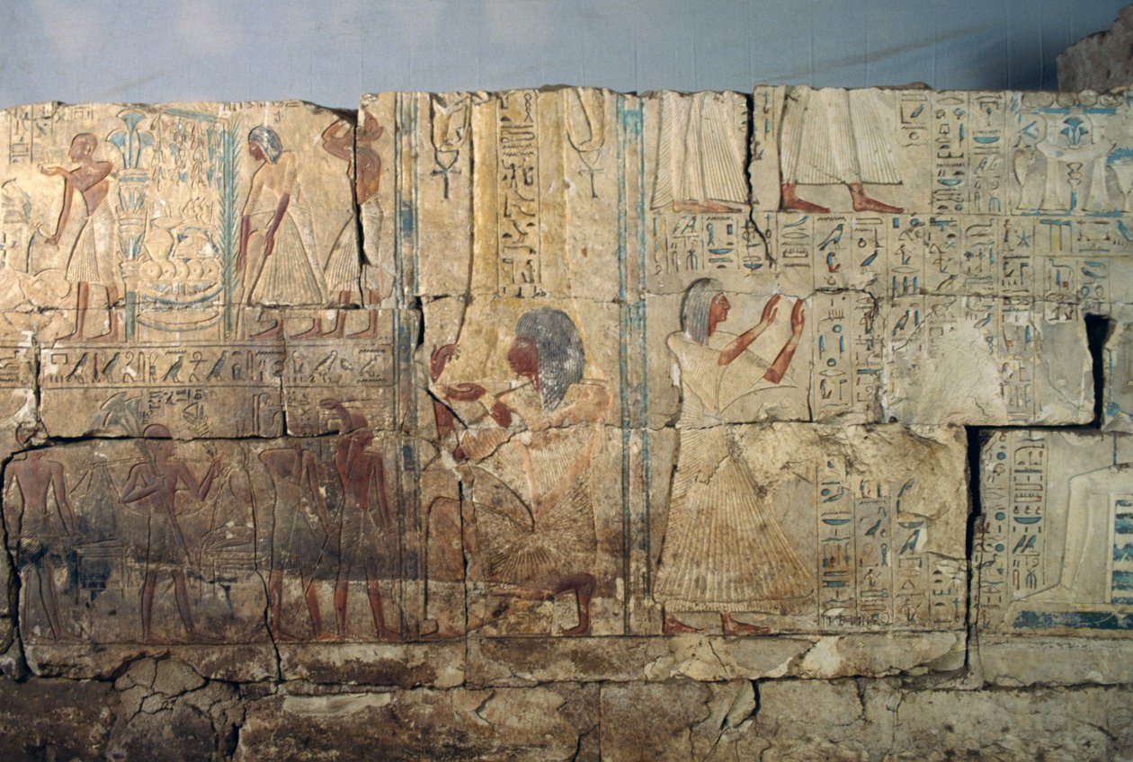 Relief från Netcherouymes grav, hög ämbetsman under Ramses II, Saqqara, Egypten, Egyptisk civilisation, Nya riket, XIX:e dynastin av Egyptian 19th Dynasty