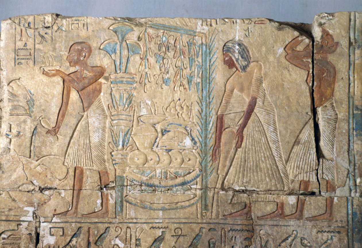 Relief från Netcherouymes grav, hög ämbetsman under Ramses II, Saqqara, Egypten, Egyptisk civilisation, Nya riket, XIX:e dynastin av Egyptian 19th Dynasty