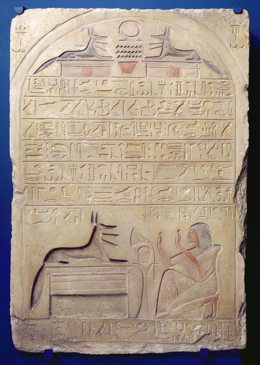 Stela of General Kasa, New Kingdom, c.1294-c.1279 BC (målad kalksten) av Egyptian 19th Dynasty