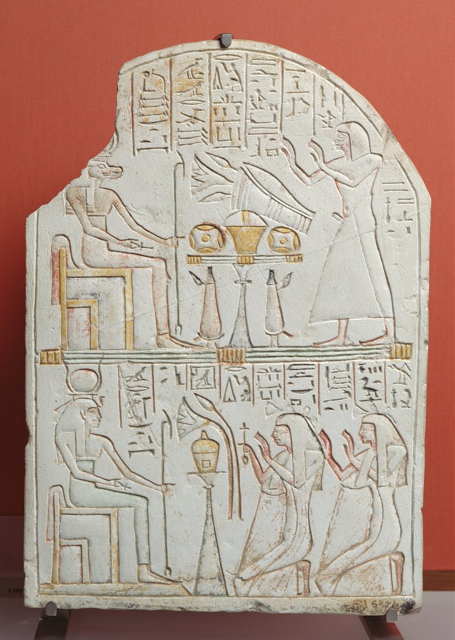 Stela of Penboui, väktare av Deir el-Medina, från Thebe, New Kingdom (målad sten) av Egyptian 19th Dynasty