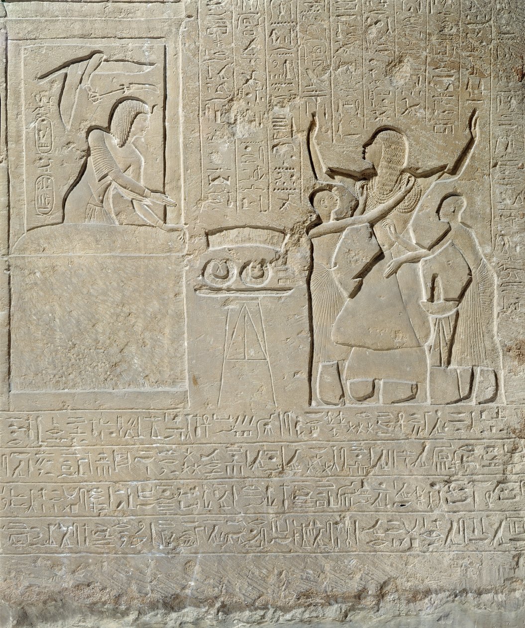 Stele av halsbanden, Hormin tar emot guldet till honom från Seti I (c.1303-1290 f.Kr.) New Kingdom (kalksten) av Egyptian 19th Dynasty