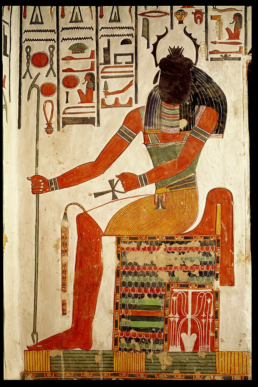Guden, Khepri, från graven av Nefertari, New Kingdom (väggmålning) av Egyptian 19th Dynasty