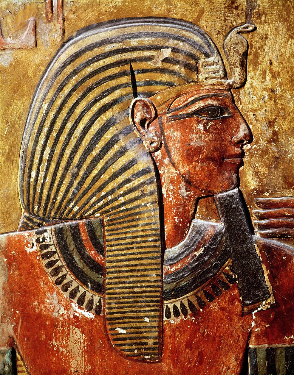 Huvudet av Seti I (r.1294-1279 f.Kr.) från Setis grav, Nya kungariket (väggmålning) av Egyptian 19th Dynasty