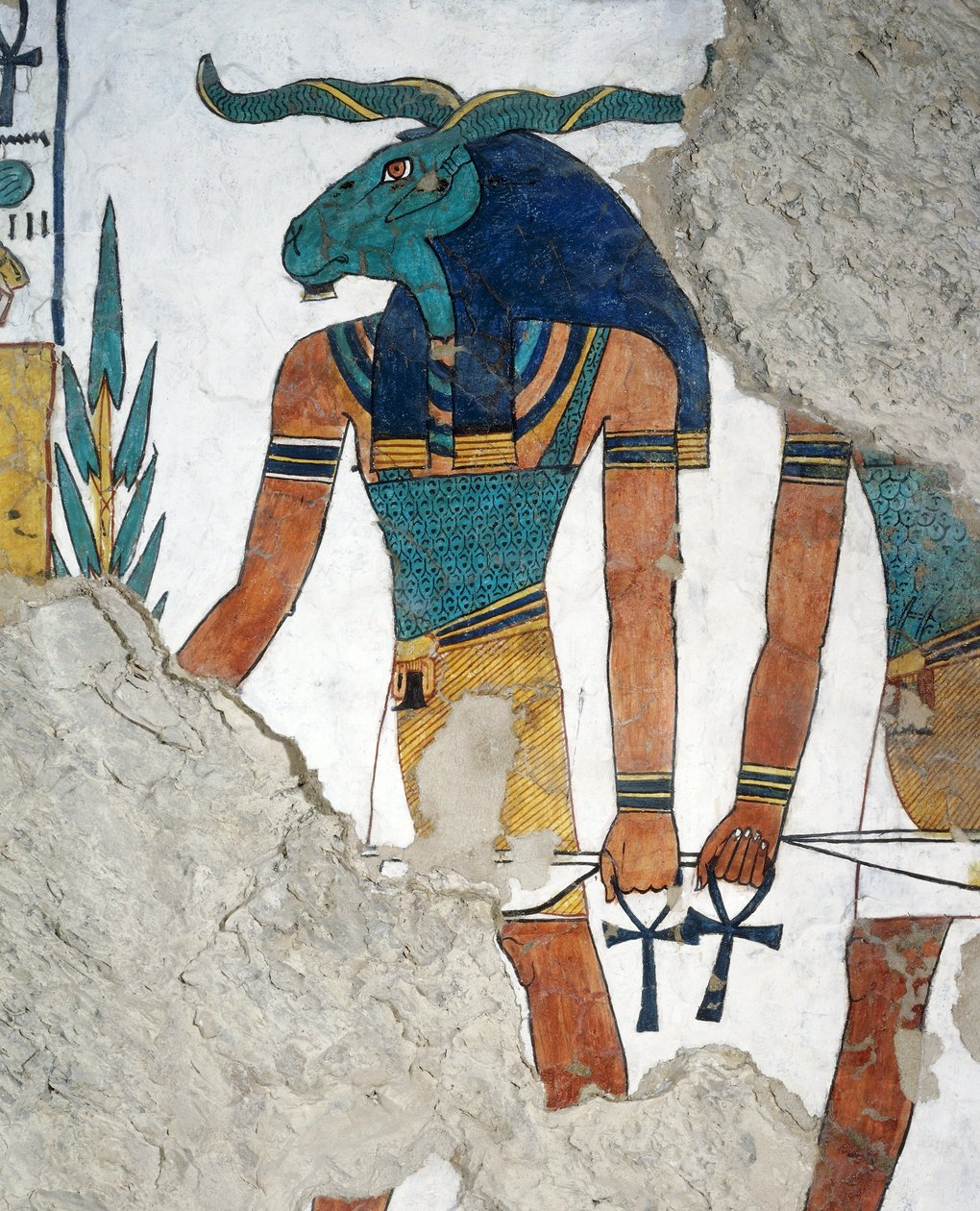 Budbäraren med ett baggehuvud, tredje dörren till kungariket Osiris, kapitel 144 i Dödboken, fresk, gravkammare, Nefertaris grav (QV66), Drottningarnas dal, Thebe. Egyptisk civilisation, Nya kungariket, dynasti XIX. av Egyptian 19th Dynasty