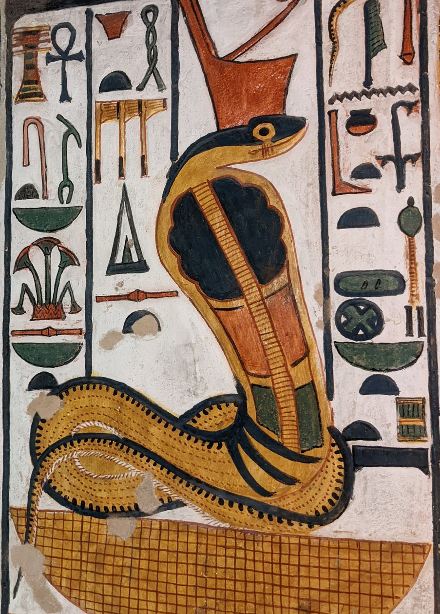 Nefertaris grav / egyptisk gudinna Wadjet (väggmålning) av Egyptian 19th Dynasty