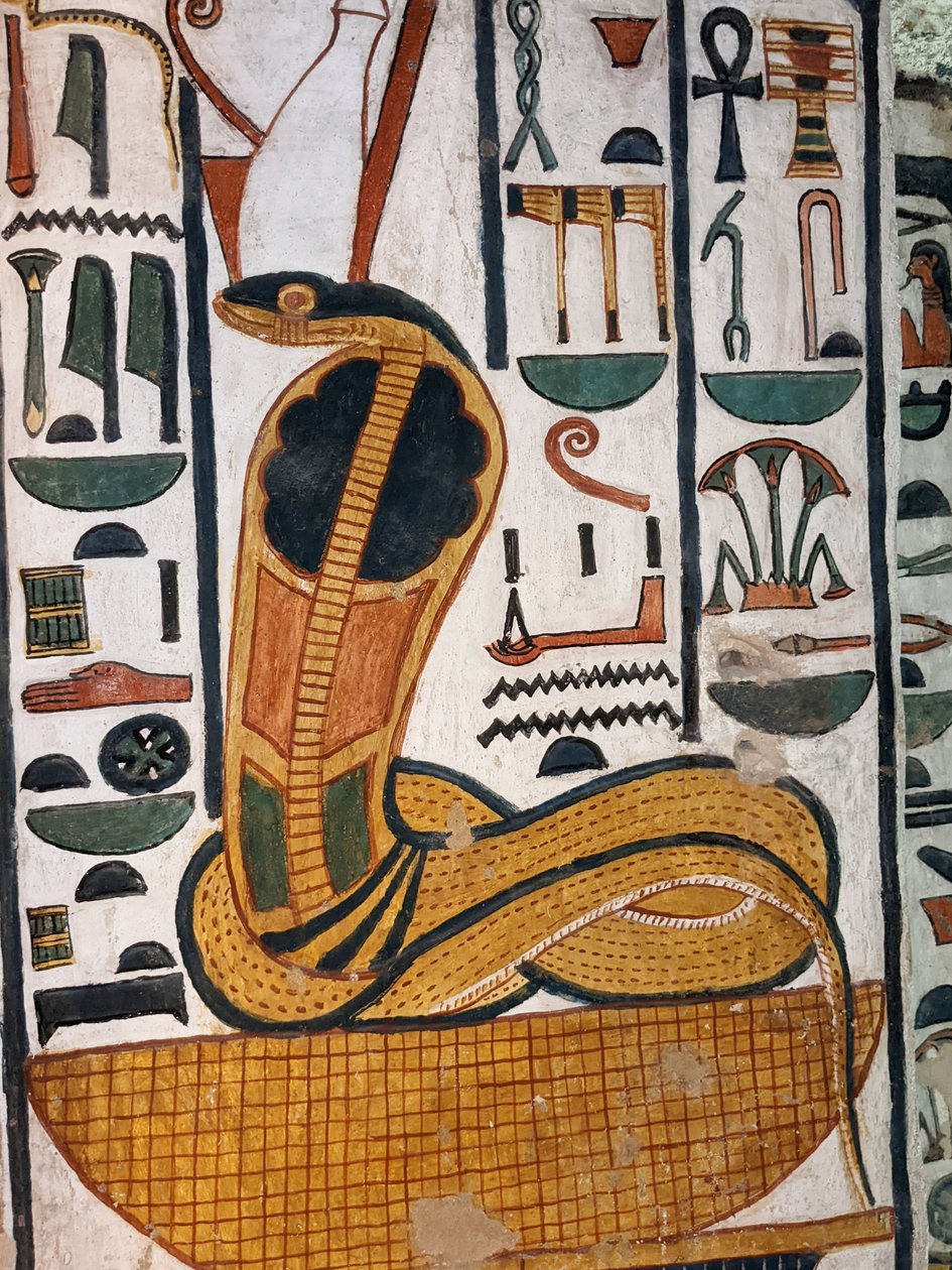 Nefertaris grav / egyptiska gudinnan Wadjet (väggmålning) av Egyptian 19th Dynasty
