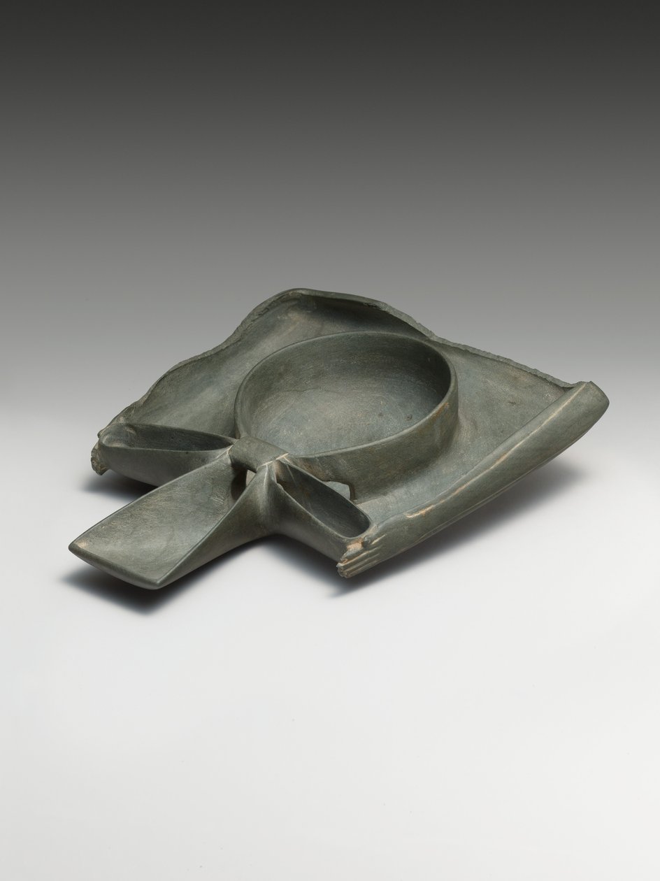Dräktskål som visar Ka-armar som presenterar ett Ankh-tecken (gråvåt) av Egyptian 1st Dynasty