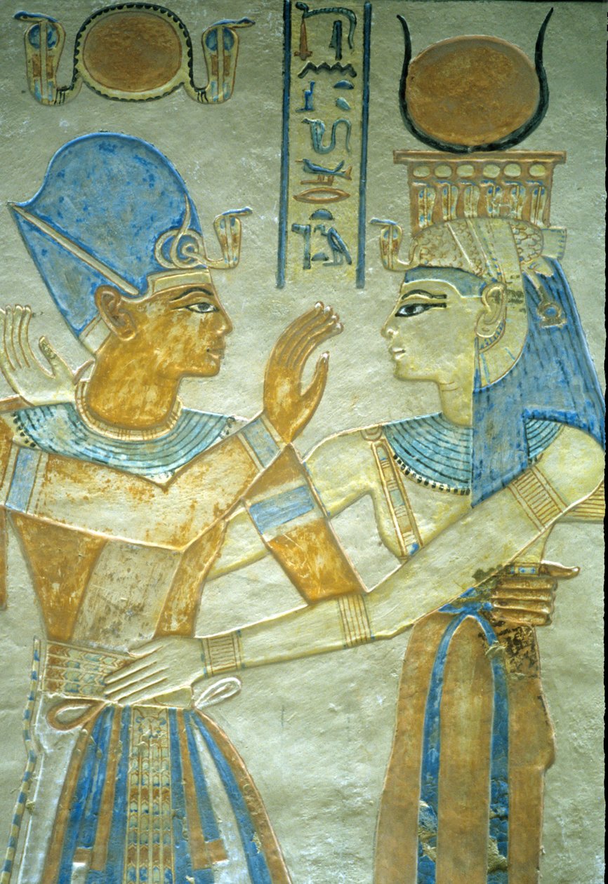 Forntida Egypten, Rameses III omfamnar Isis, Amon hir Khopshefs grav av Egyptian 20th Dynasty