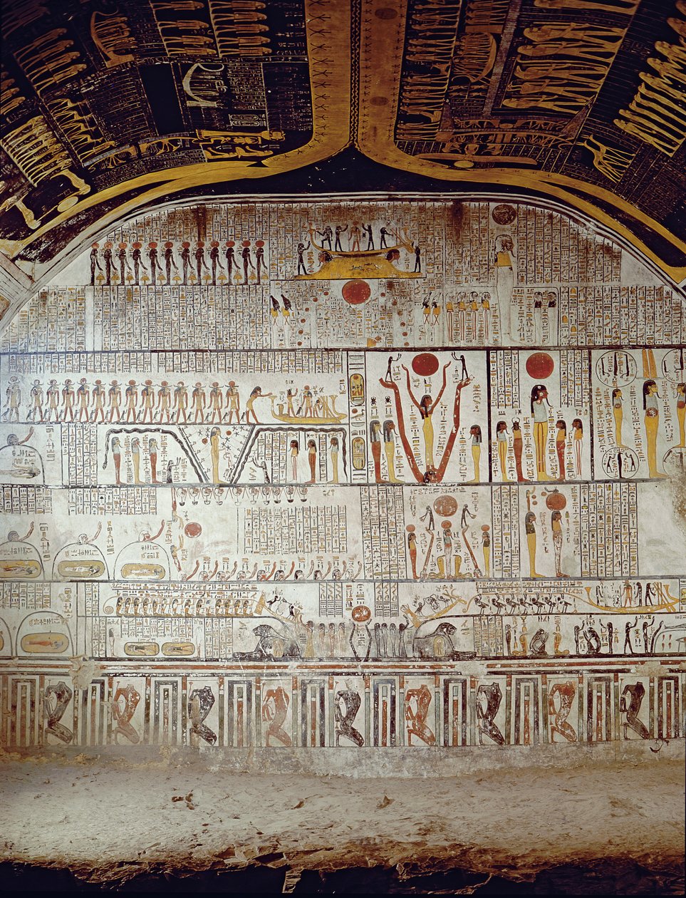 Detalj av jordens bok, från gravkammaren i Ramses VI:s grav (r.1143-1136 f.Kr.) Nya kungariket (väggmålning) av Egyptian 20th Dynasty