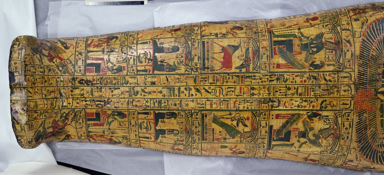 Detalj av omslaget till mumin av Nesyamun, möjligen hittat i Deir El-Bahri, New Kingdom, ca 1100 f.Kr. (målat trä) av Egyptian 20th Dynasty