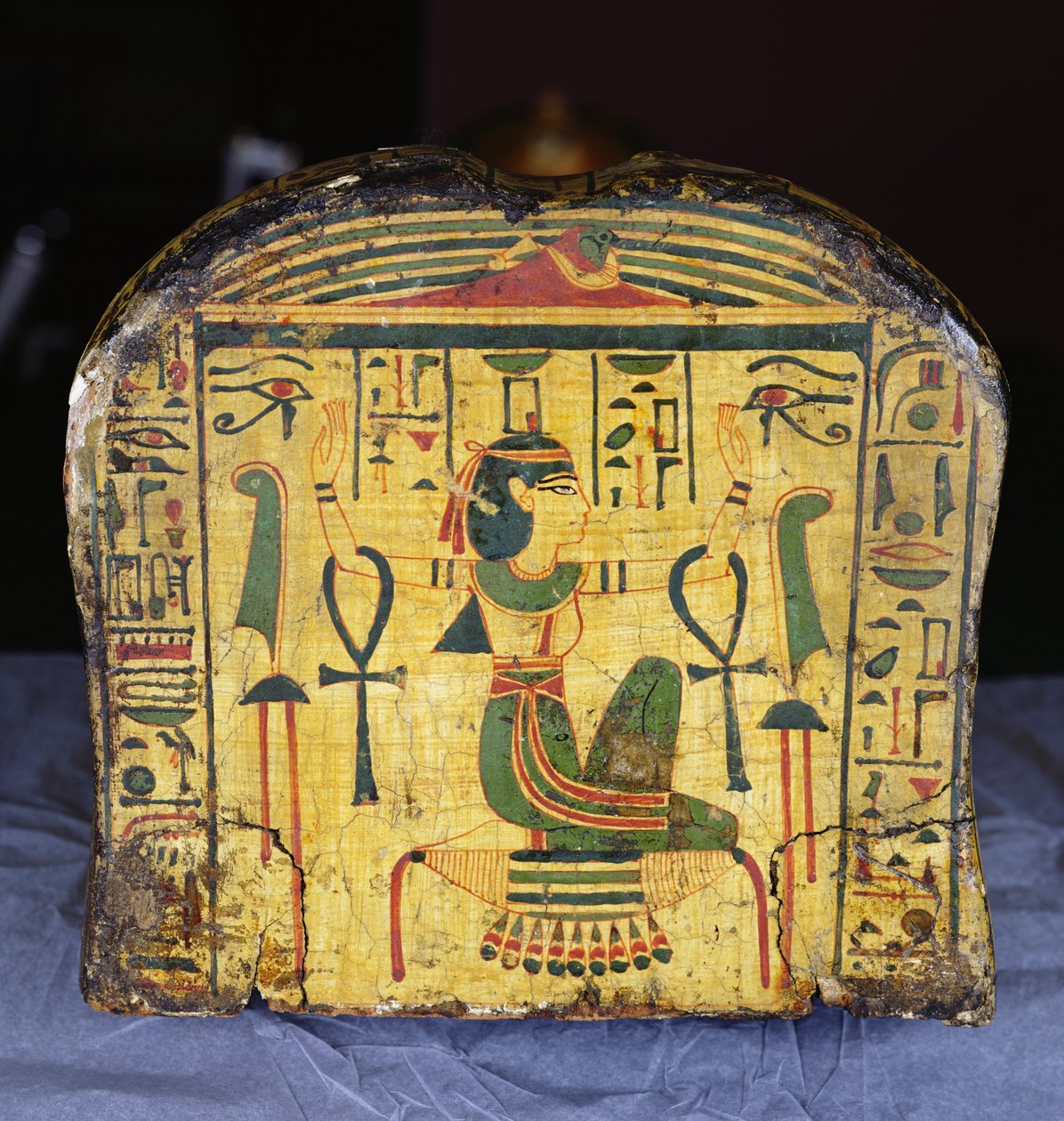 Detalj av fotändan på den yttre kistbasen på mumin av Nesyamun, möjligen hittad i Deir El-Bahri, New Kingdom, ca 1100 f.Kr. (målat trä) av Egyptian 20th Dynasty