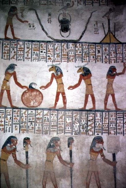 Väggmålning från kammare I i Ramses VIs grav, New Kingdom (ca 1145-1137 f.Kr.) (väggmålning) av Egyptian 20th Dynasty