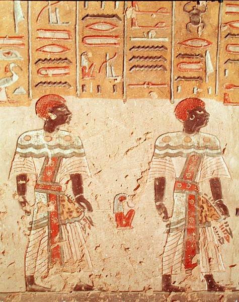 Nubier, från Ramses III:s grav (ca 1184-1153 f.Kr.) Nya kungariket av Egyptian 20th Dynasty