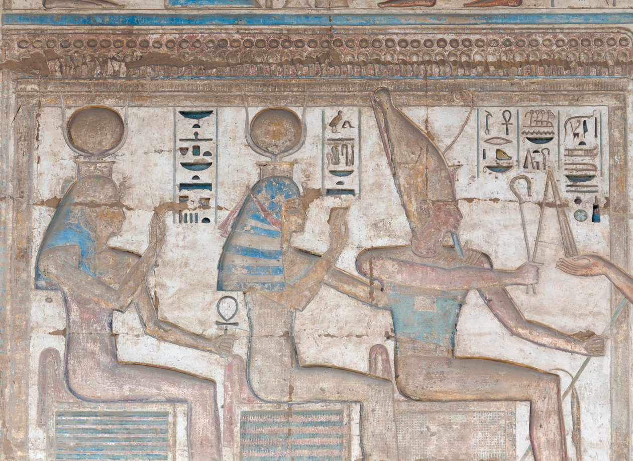 Målad reliefbild på väggen av Egyptian 20th Dynasty