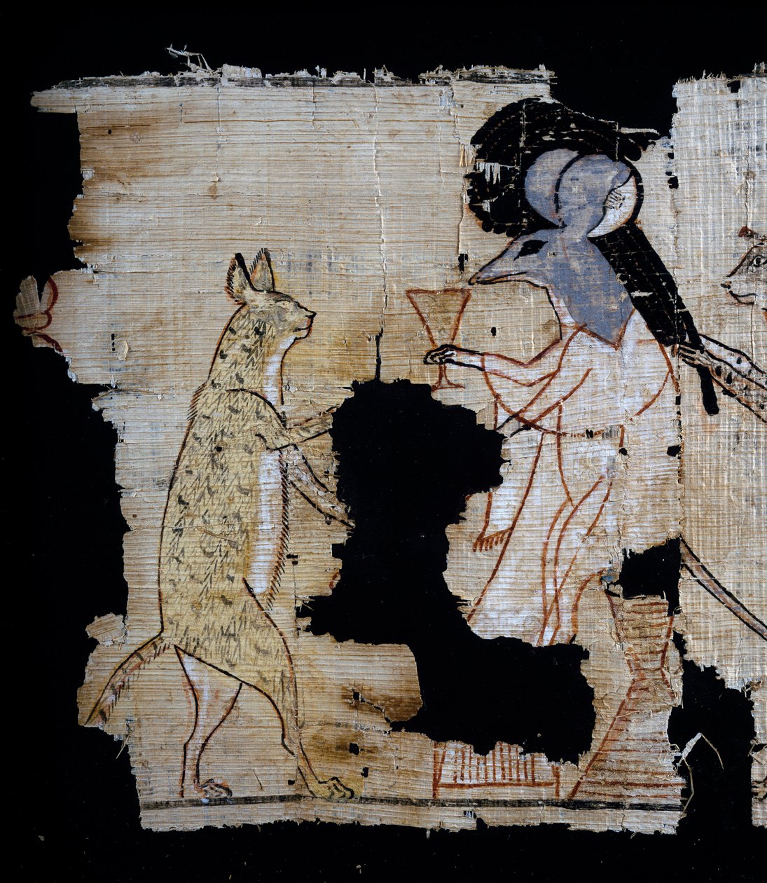 Papyrus föreställande satirisk scen, ca 1100 f.Kr., med anor från Ramses IX:s regeringstid, detalj, egyptisk civilisation, Nya kungariket, dynasti XX av Egyptian 20th Dynasty