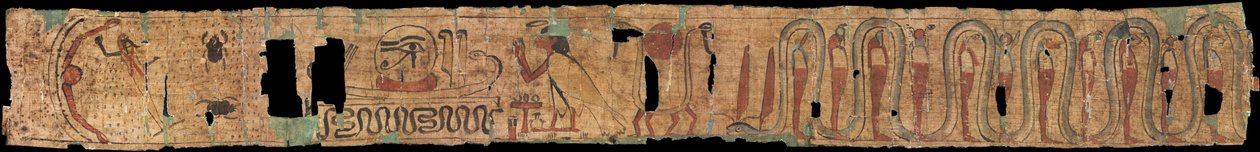 Forntida egyptisk begravningstext - Forntida Egypten - 1069-945 f.Kr. - Papyrus - 10x100 - Szepmuveszeti Muzeum, Budapest av Egyptian 21st Dynasty