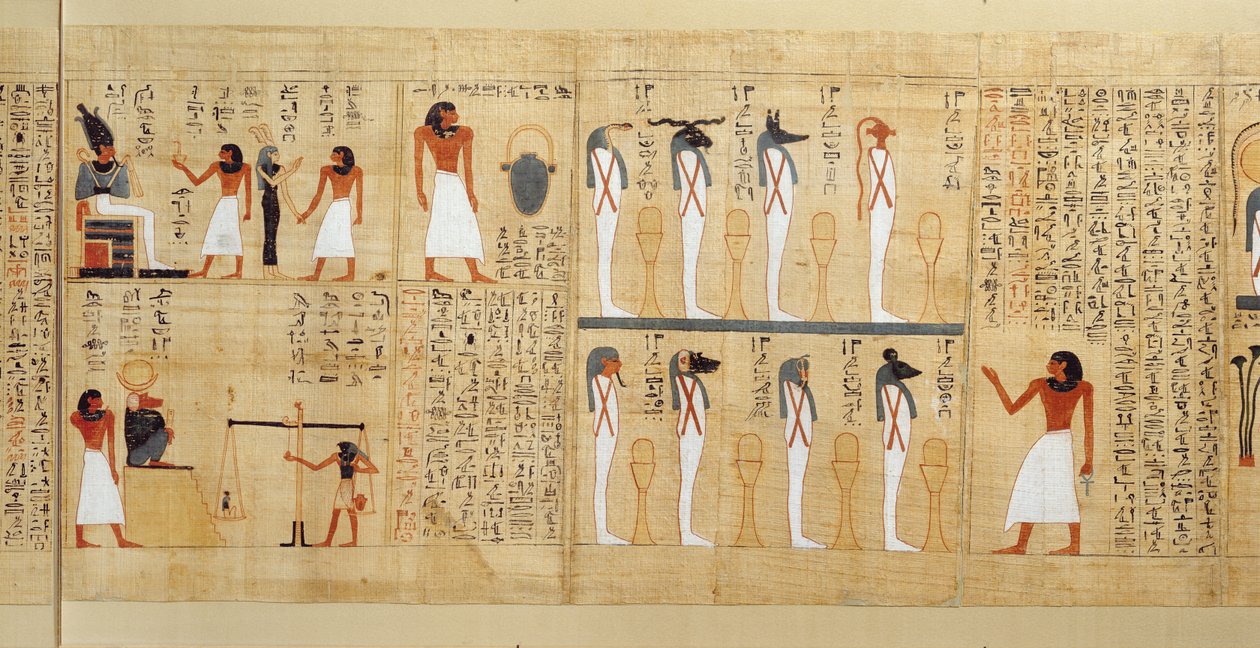 Mytologisk papyrus av Imenemsaouf, tredje mellanperioden, c.1000 f.Kr. (målad papyrus) (detalj) av Egyptian 21st Dynasty