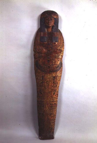 Sarkofagfall av sångaren Tentamon, tredje mellanperioden (polykromt trä) av Egyptian 21st Dynasty