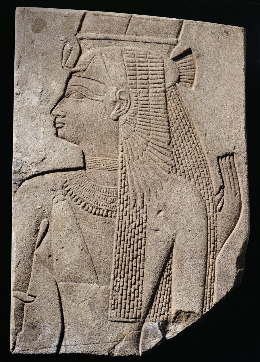 Relief av en gudomlig gemål, sen period, c.780-656 f.Kr. (sandsten) av Egyptian 25th Dynasty