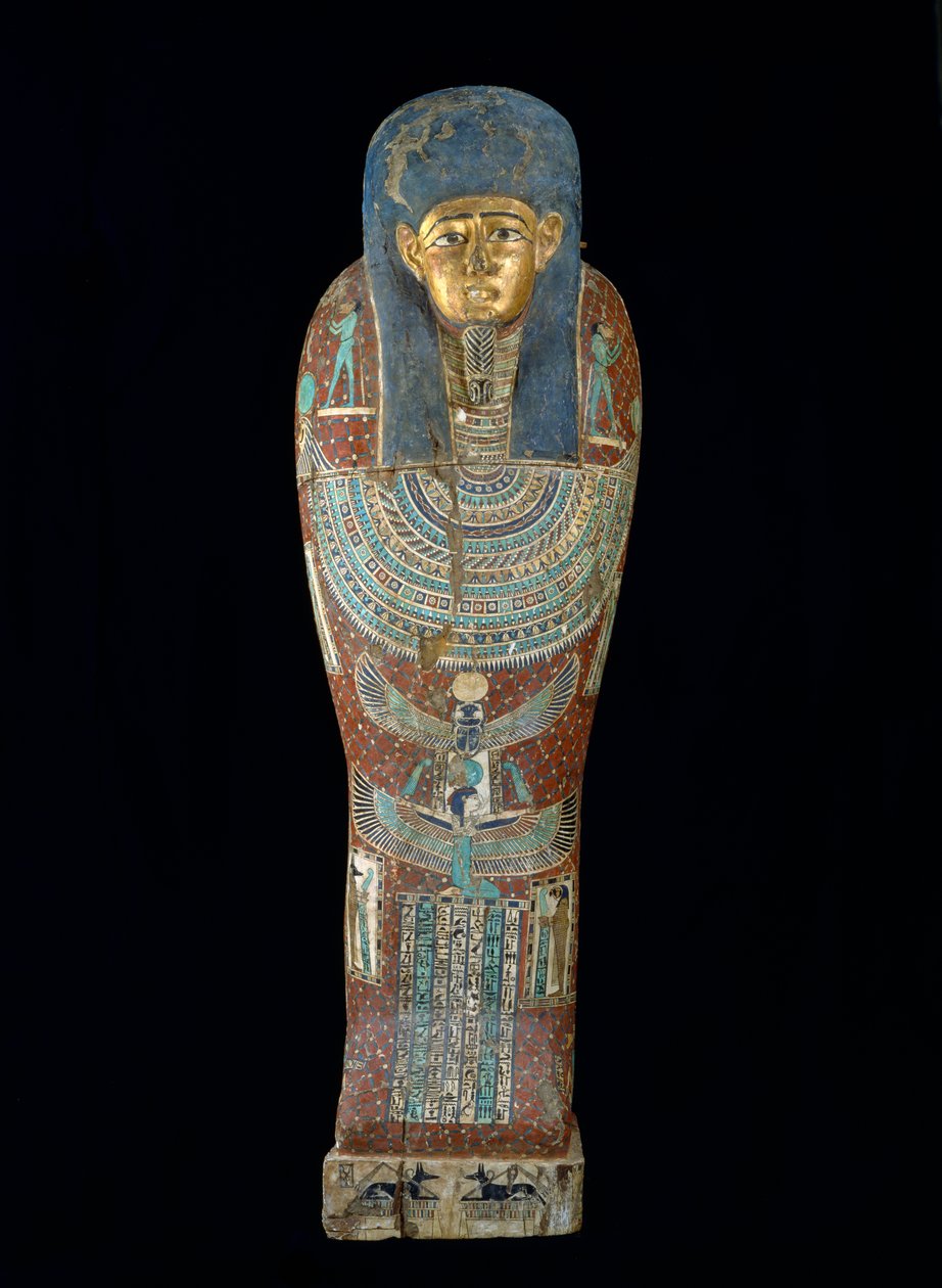 Kista av Pedi-Osiris, ptolemaisk period (305-30 f.Kr.) (polykrom och förgyllt trä) av Egyptian 26th Dynasty