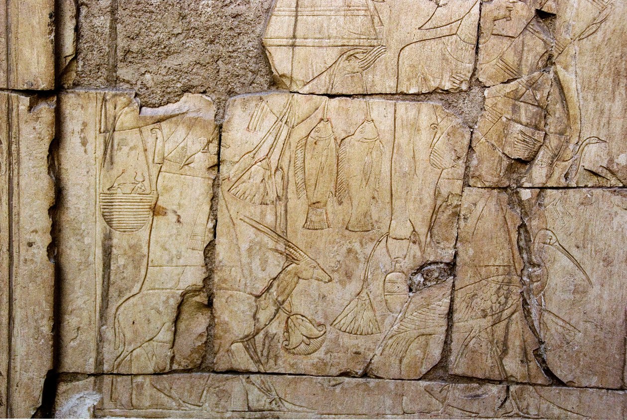 Egyptisk antiquitet: relief föreställande bärare av offergåvor. Ankh-Hors (Ankh Hor) grav (TT414) (26:e dynastin, 672-525 f.Kr.), Luxor (Thebe), Egypten. av Egyptian 26th Dynasty