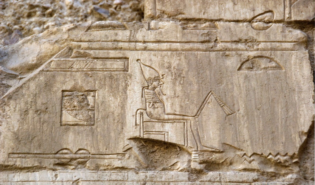 Egyptisk antikvitet: relief som representerar gudomen Osiris. Ankh-Hors grav (Ankh Hor) (TT414) (26:e dynastin, 672-525 f.Kr.), Luxor (Thebe), Egypten av Egyptian 26th Dynasty