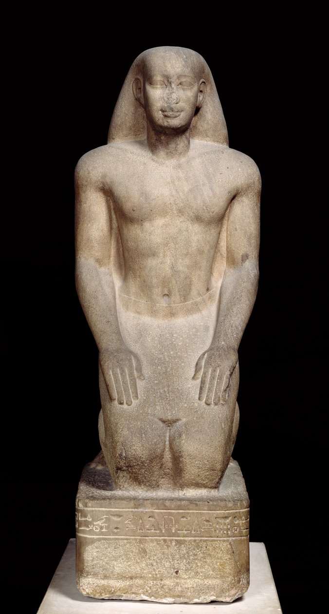Staty av Nakhtorheb knästående, Saiteperiod, c.595-589 f.Kr. (kvartsit) (se även 105657 & 280065) av Egyptian 26th Dynasty