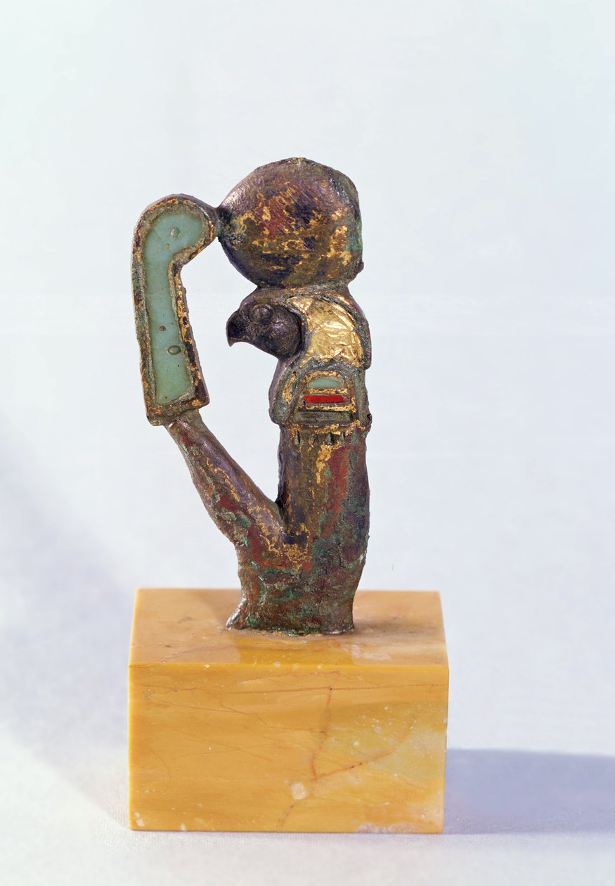 Guden Re, Saite Period (brons och guld täckt med glaspasta) av Egyptian 26th Dynasty
