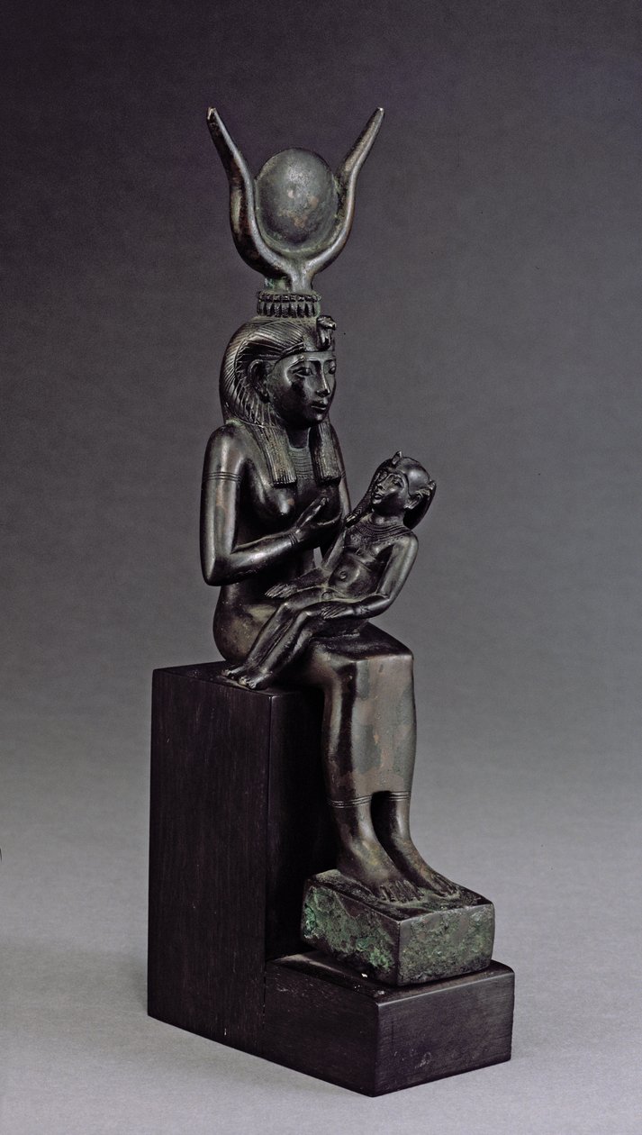 Gudinnan Isis diar spädbarnet Horus, sen period (brons) av Egyptian 26th Dynasty