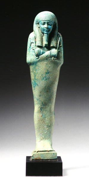 Ushabti-figur för Nakht-Hor-em-heb-mes-em-khereden, sen dynastisk period, c.600 f.Kr. (fajans) (se även 241440) av Egyptian 26th Dynasty