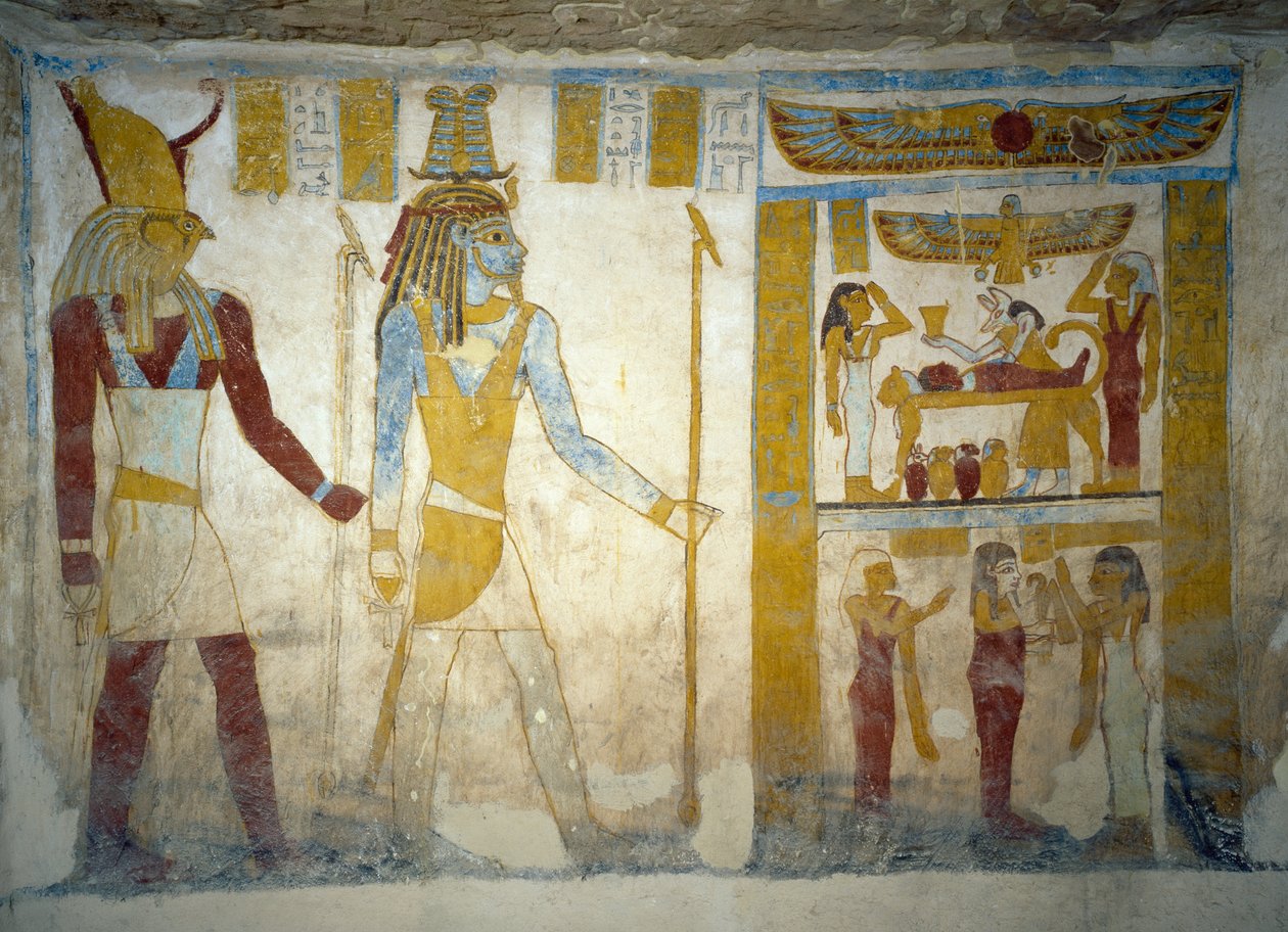 Väggmålningar från Tomb of Pa Nentwy, Bahariya Oasis, Giza, Egyptens egyptiska civilisation, 26:e dynastin, 663-525 f.Kr. av Egyptian 26th Dynasty