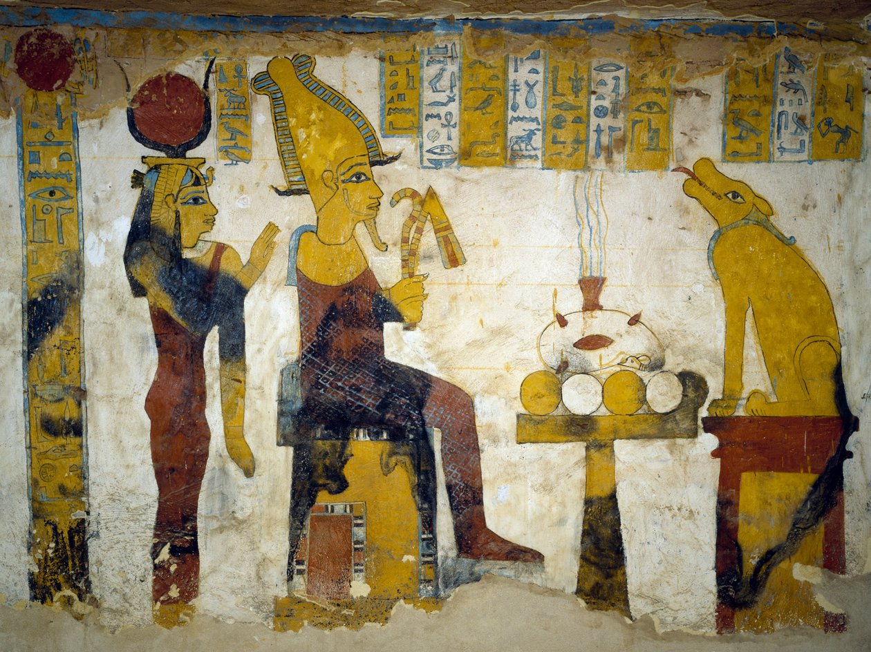 Väggmålningar från gravkammaren av Pa Nentwy Tomb, Bahariya Oasis, Giza, Egypten. Egyptisk civilisation, 26:e dynastin, 663-525 f.Kr. av Egyptian 26th Dynasty