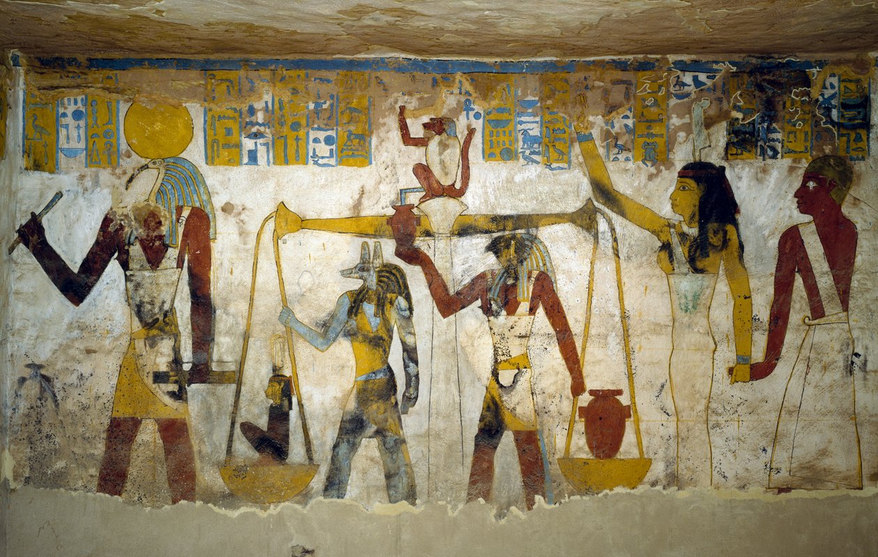 Väggmålningar från gravkammaren av Pa Nentwy Tomb, Bahariya Oasis, Giza, Egypten. Egyptisk civilisation, 26:e dynastin, 663-525 f.Kr. av Egyptian 26th Dynasty