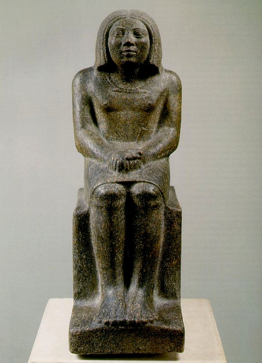 Sittande mansfigur, Egypten, Ankh, 3:e dynastin (porfyroid granit) av Egyptian 3rd Dynasty