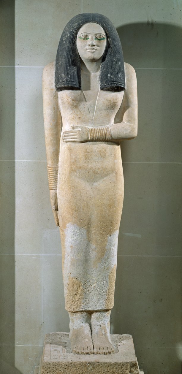 Staty av Nesa, Gamla kungariket (målad kalksten) av Egyptian 3rd Dynasty