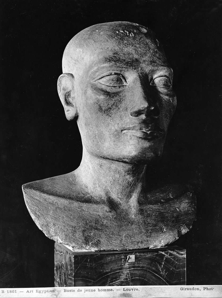 Head of a man, Salts Head (målad kalksten) av Egyptian 4th Dynasty
