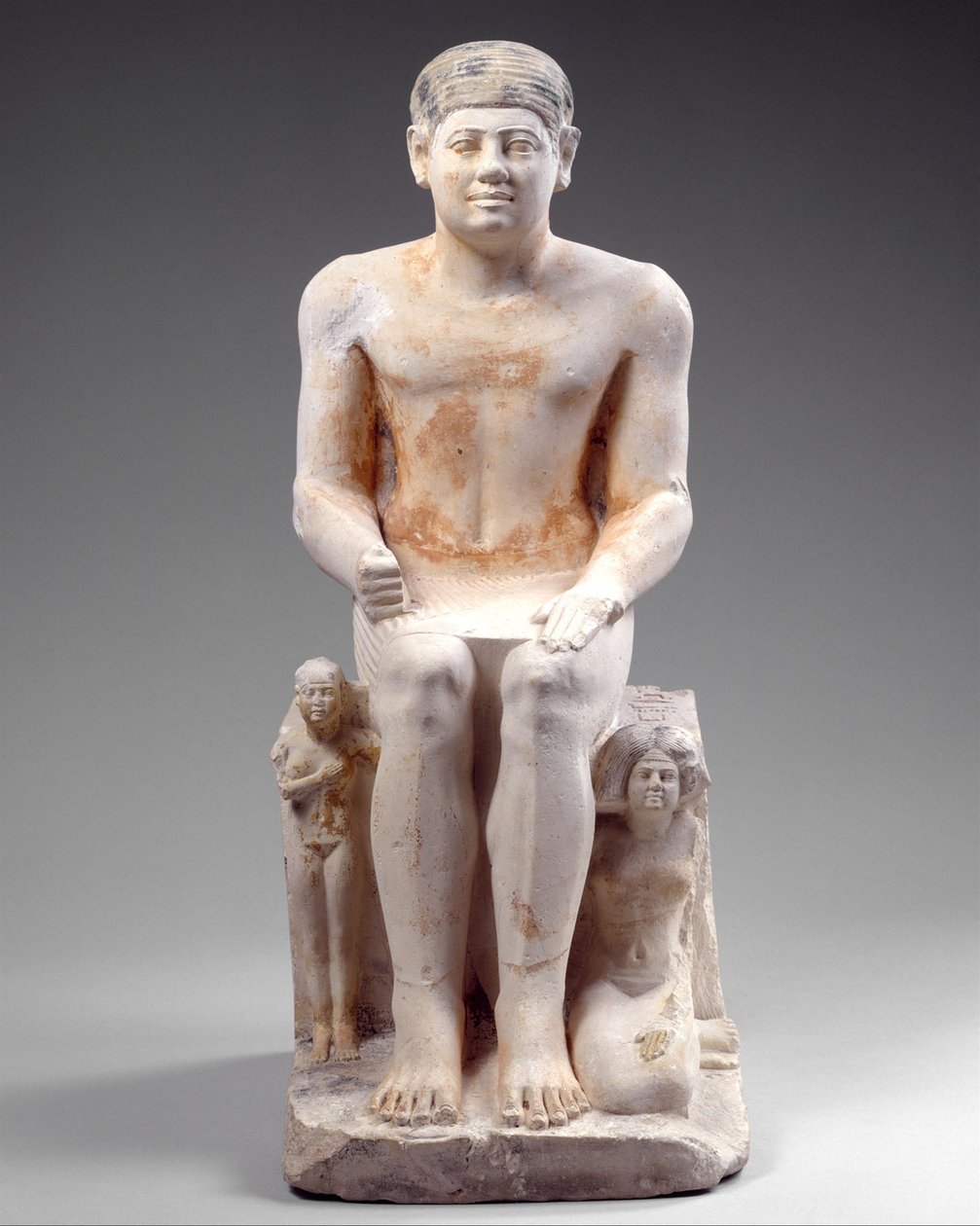 Nikare med sin fru och dotter, c.2420-2389 f.Kr. (målad kalksten) av Egyptian 5th Dynasty